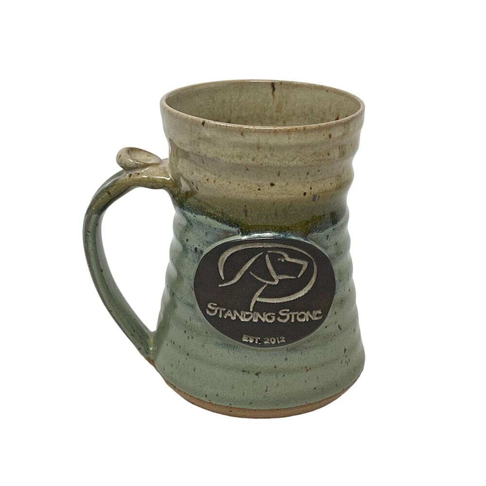Standing Stone Dog Studio Pottery Mug Green Handmade 14 OZ